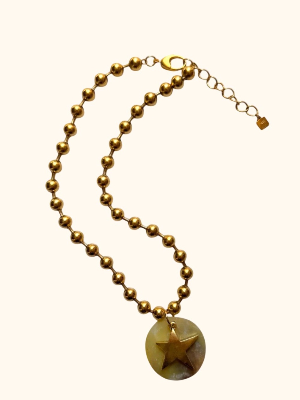 Gold Beaded Necklace with Star Pendant